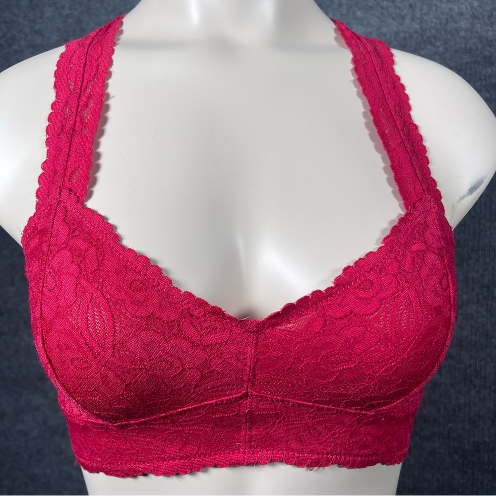 Intimately FREE PEOPLE Women’s XS Red Galloon Lined‎ Lace Racerback Bralette - Picture 5 of 10